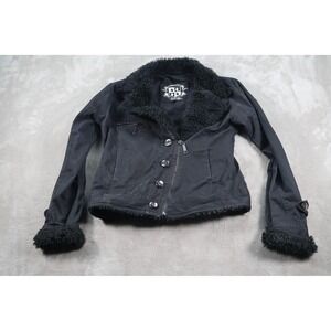 Ashley By 26 International Jacket Juniors Medium Black Faux Fur Lined Zip Sherpa